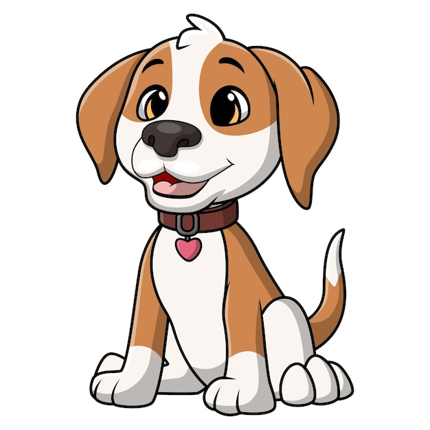 Cute little dog cartoon on white background