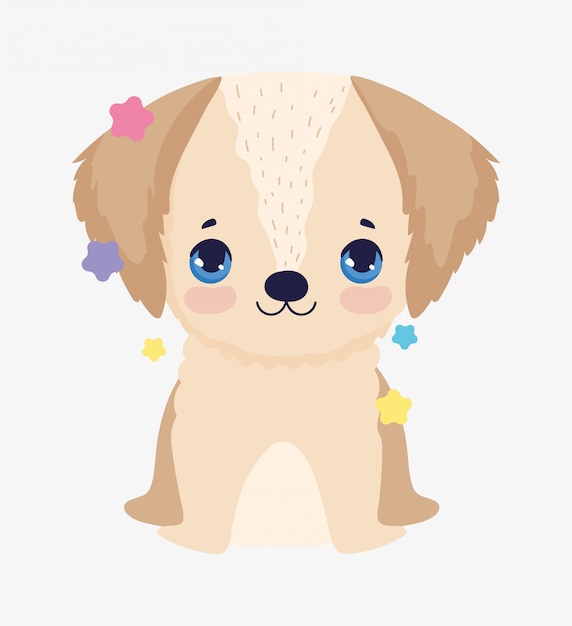 Cute little dog domestic cartoon animal, pets illustration