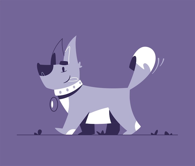 Vector cute little dog flat  illustration