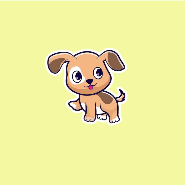 Vector cute little dog happy walking