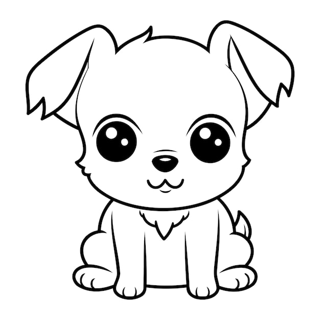 Vettore simpatico cagnolino kawaii personaggio illustrazione vettoriale disegno disegno di illustrazione vettoriale