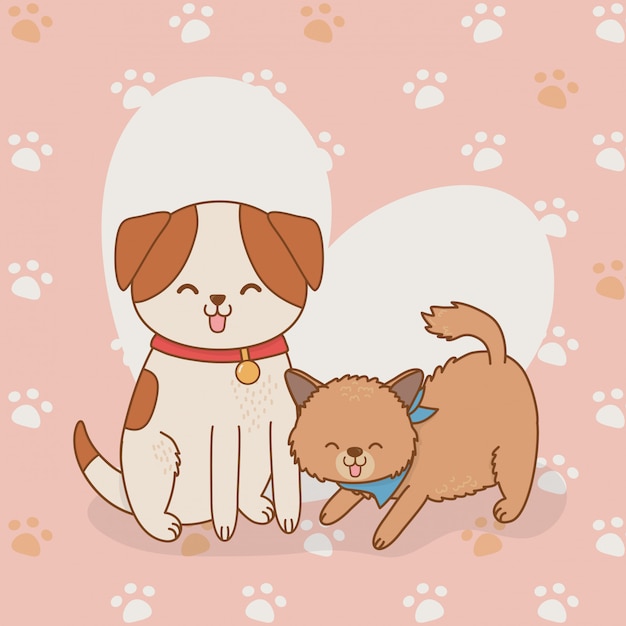 Cute little doggy and kitty mascots