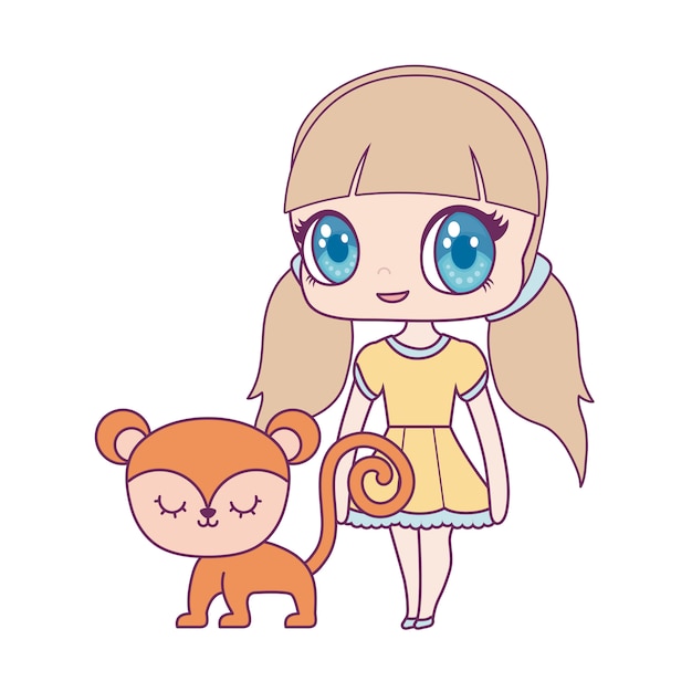 Cute little doll with monkey animal