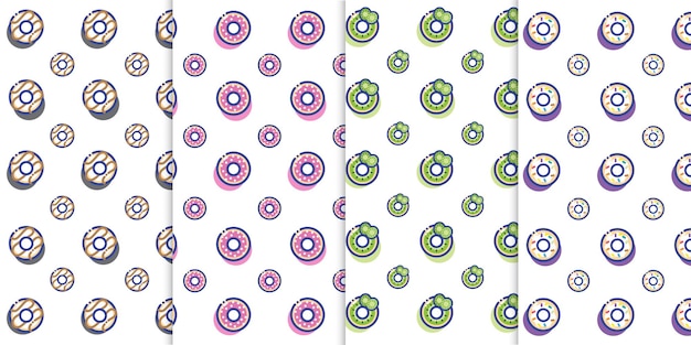 Vector cute little donut icon dessert seamless pattern vector doughnut bakery tasty and sweet free vector