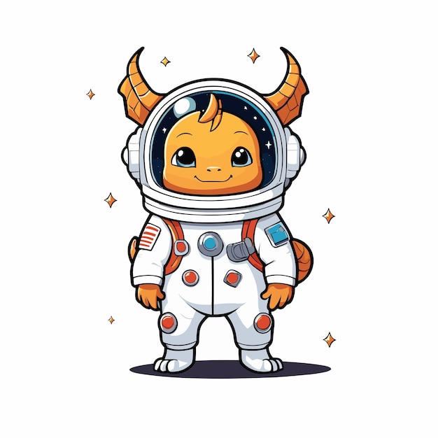 Cute little dragon astronaut