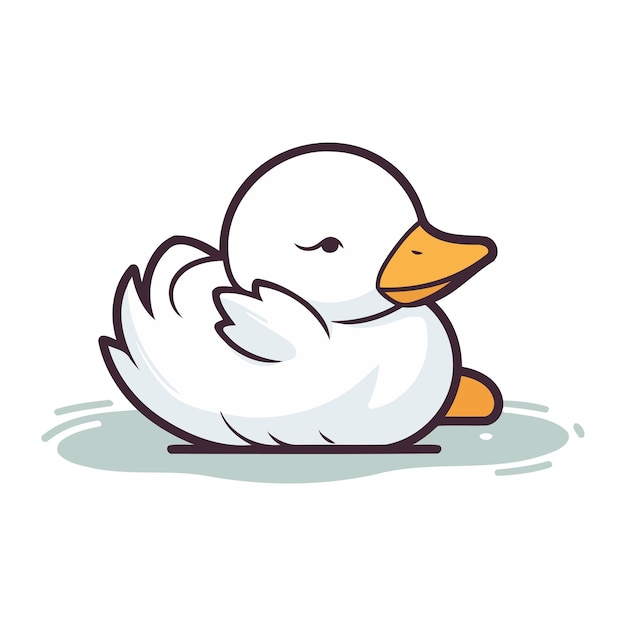 Vector cute little duck isolated on white background vector cartoon illustration