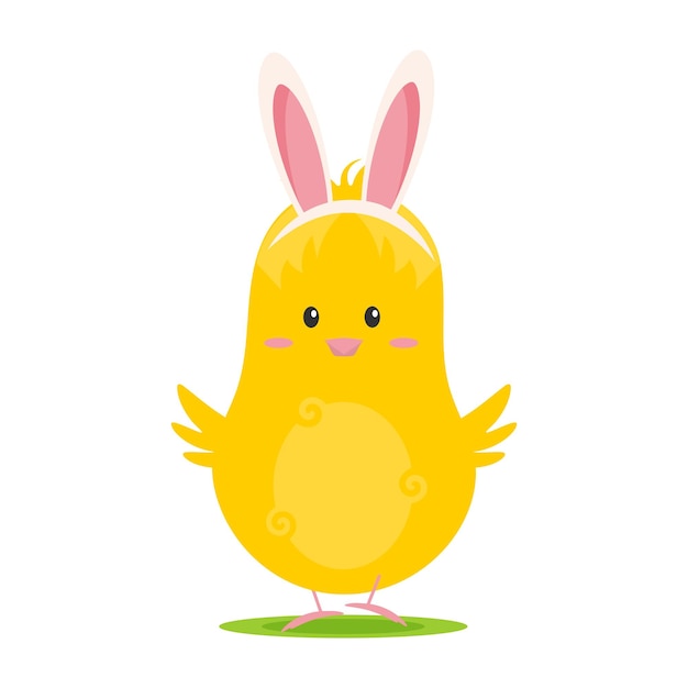 cute little easter chick with bunny ears on a white backgroundvector