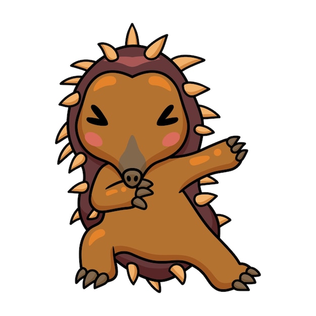 Cute little echidna cartoon dancing