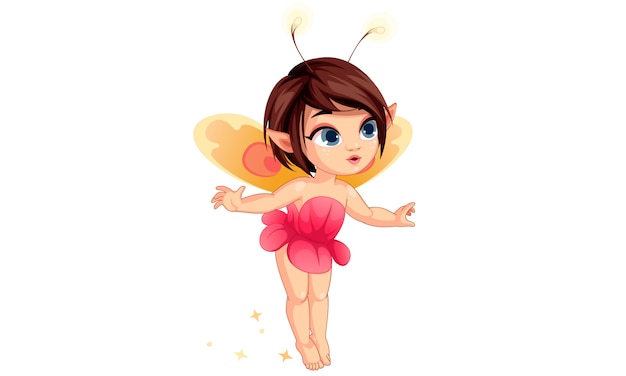 Cute little flower fairy flying 