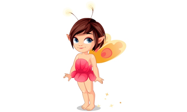 Cute little flower fairy in standing pose