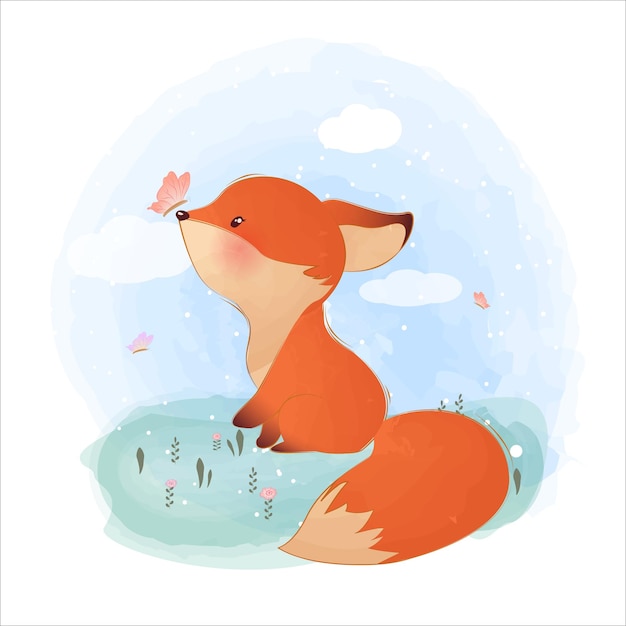 cute little fox illustration