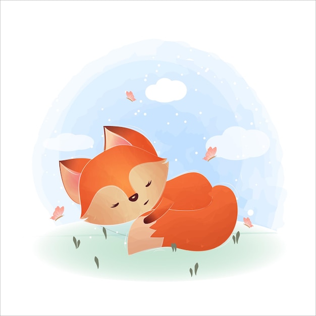 cute little fox illustration