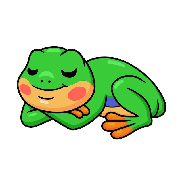 Cute little frog cartoon sleeping