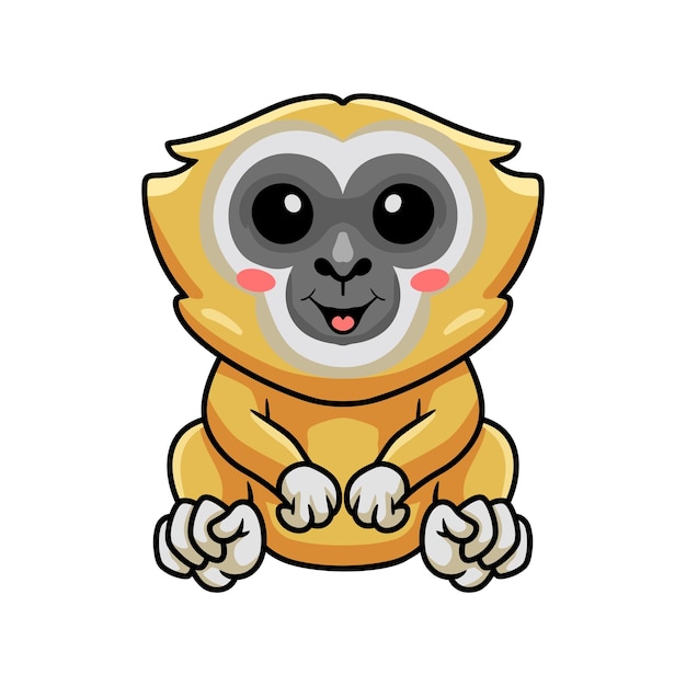 Cute little gibbon cartoon sitting