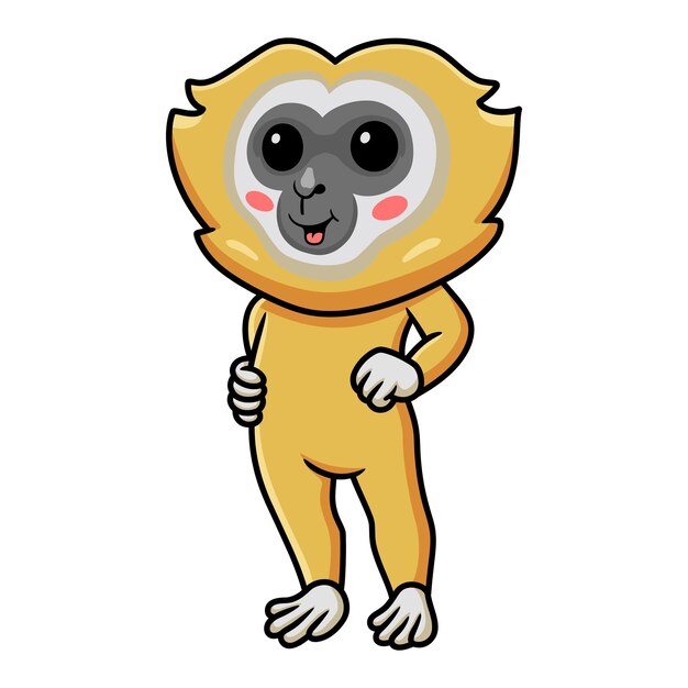 Cute little gibbon cartoon standing