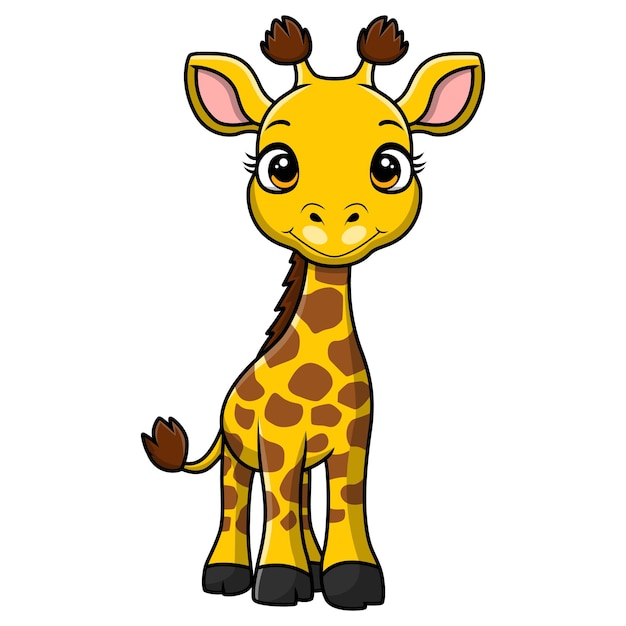 Cute little giraffe cartoon on white background