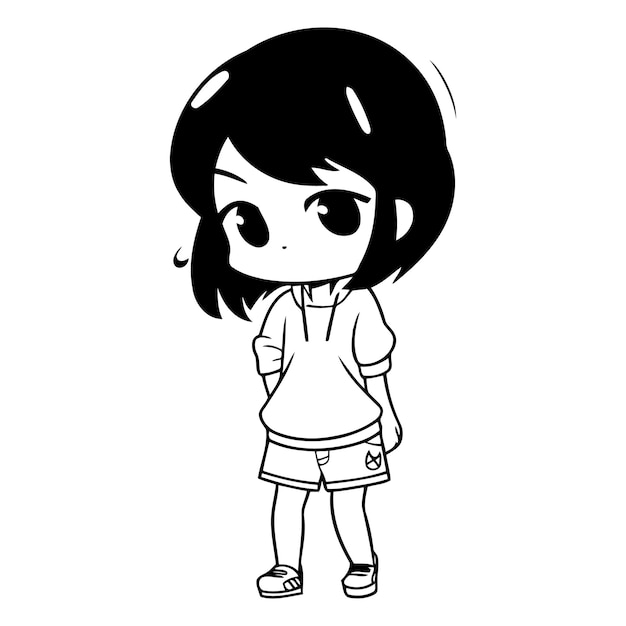 Cute little girl cartoon in casual clothes design