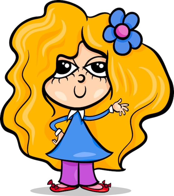 Vector cute little girl cartoon illustration