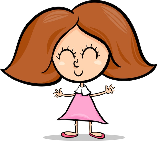 Vector cute little girl cartoon illustration