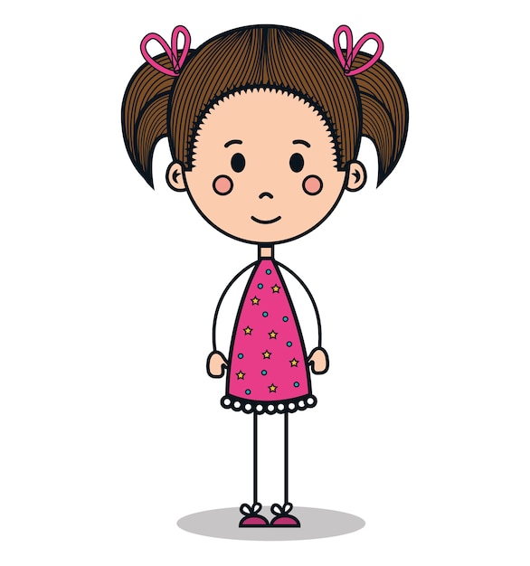 Vector cute little girl drawing vector illustration design