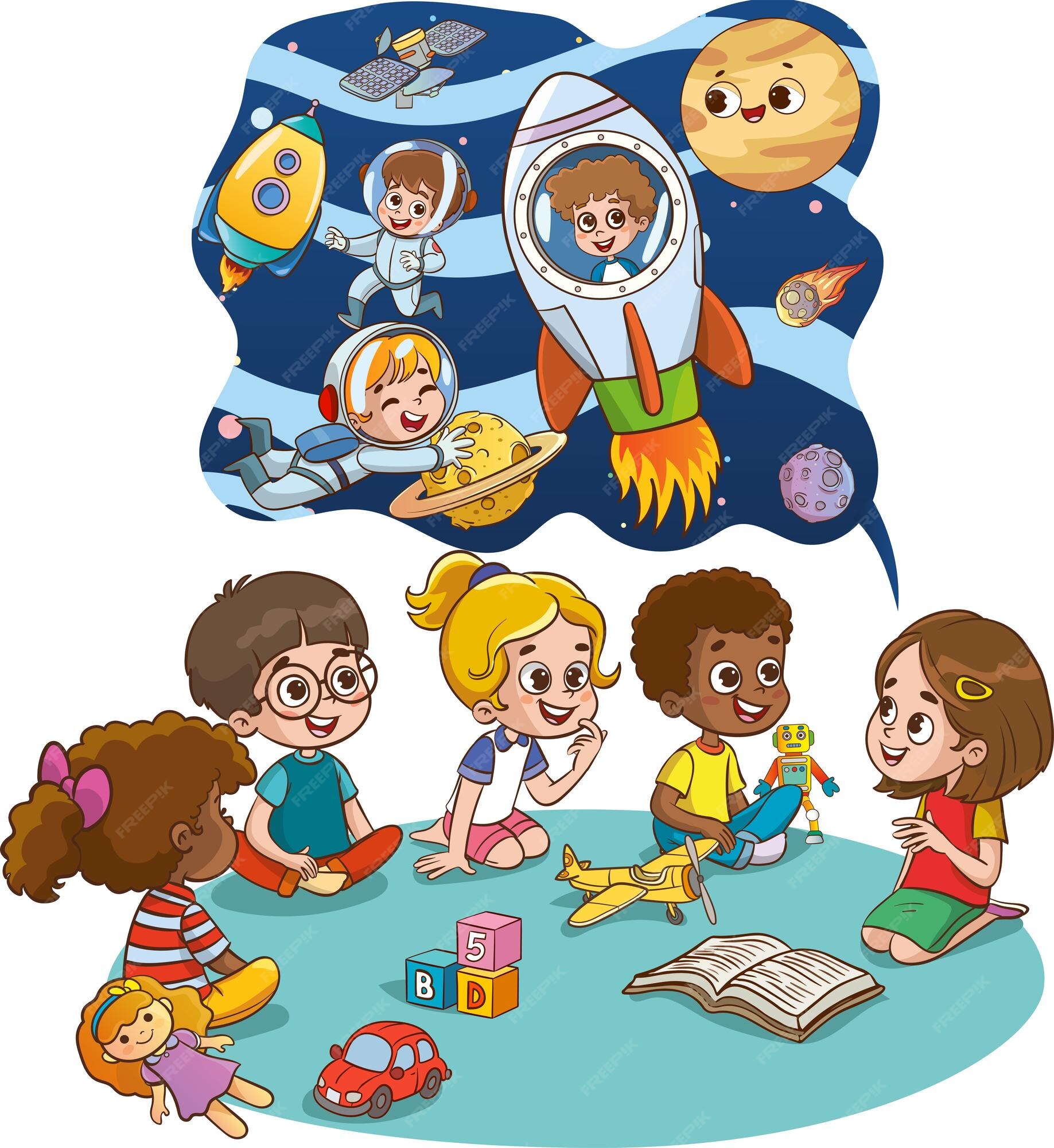 Book Clipart-cute smiling baby holds an open book