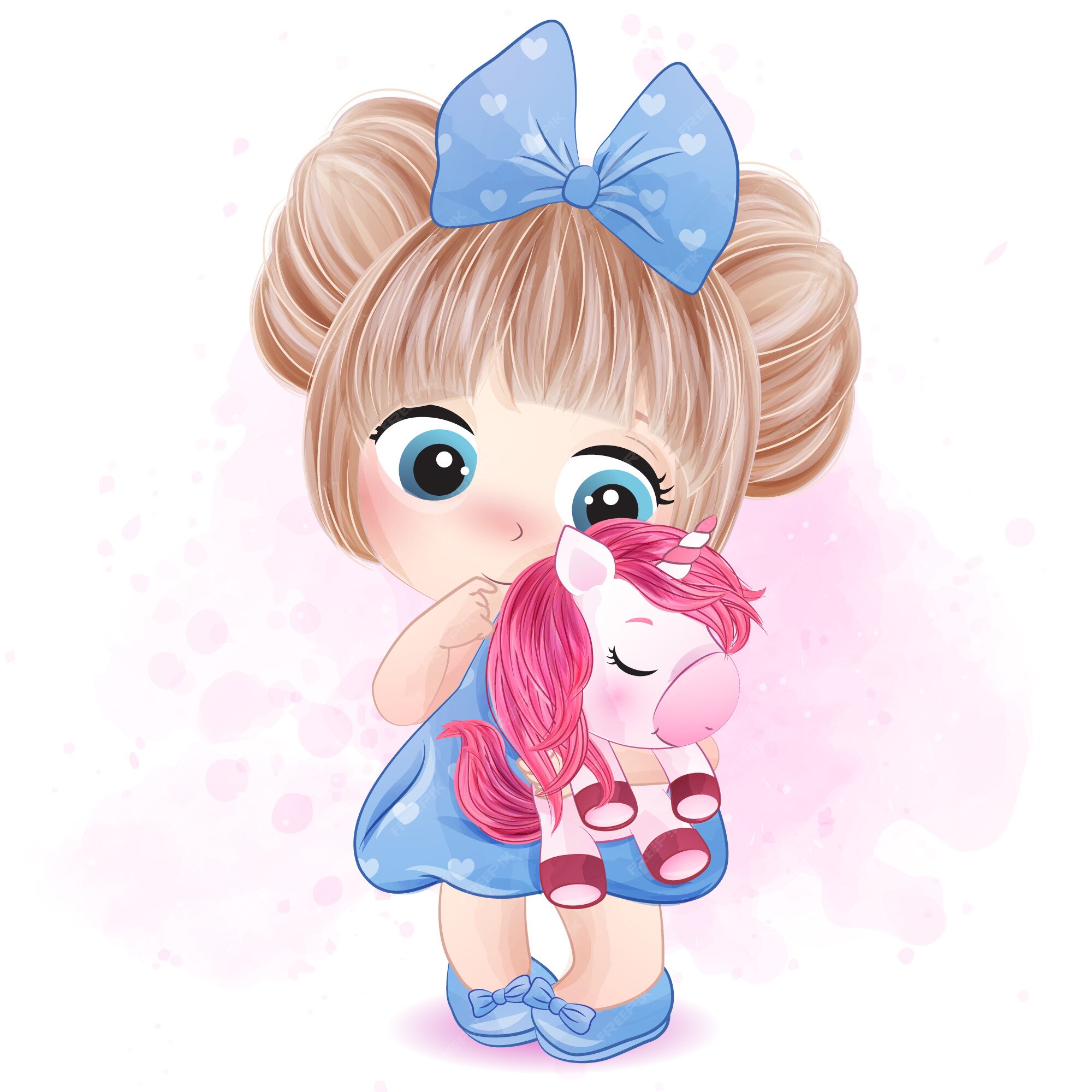 Premium Vector | Cute little girl hugging a unicorn illustration Premium Vector | Cute little girl hugging a unicorn illustration