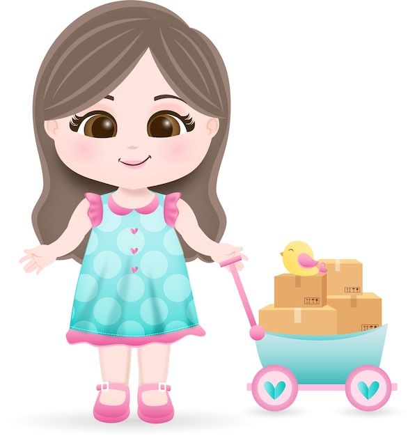 Vector cute little girl illustration