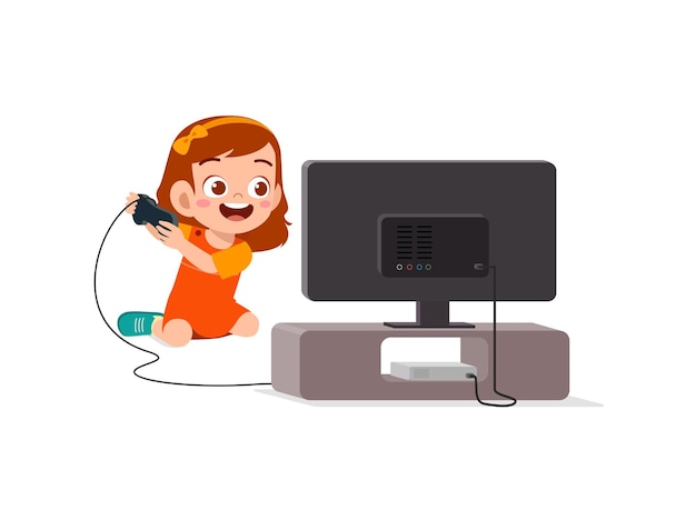 Young girl playing online video game vector illustration pro download  7023247 Vector Art at Vecteezy