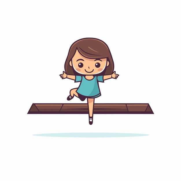 Vector cute little girl playing hopscotch vector illustration