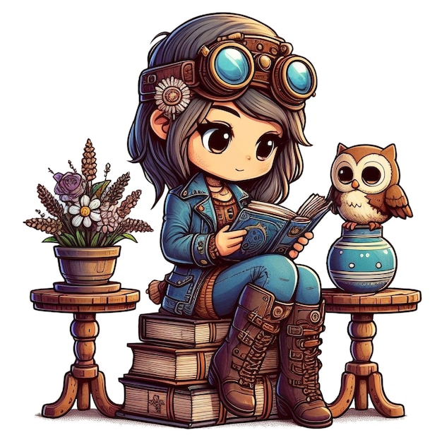 a cute little girl reading a book