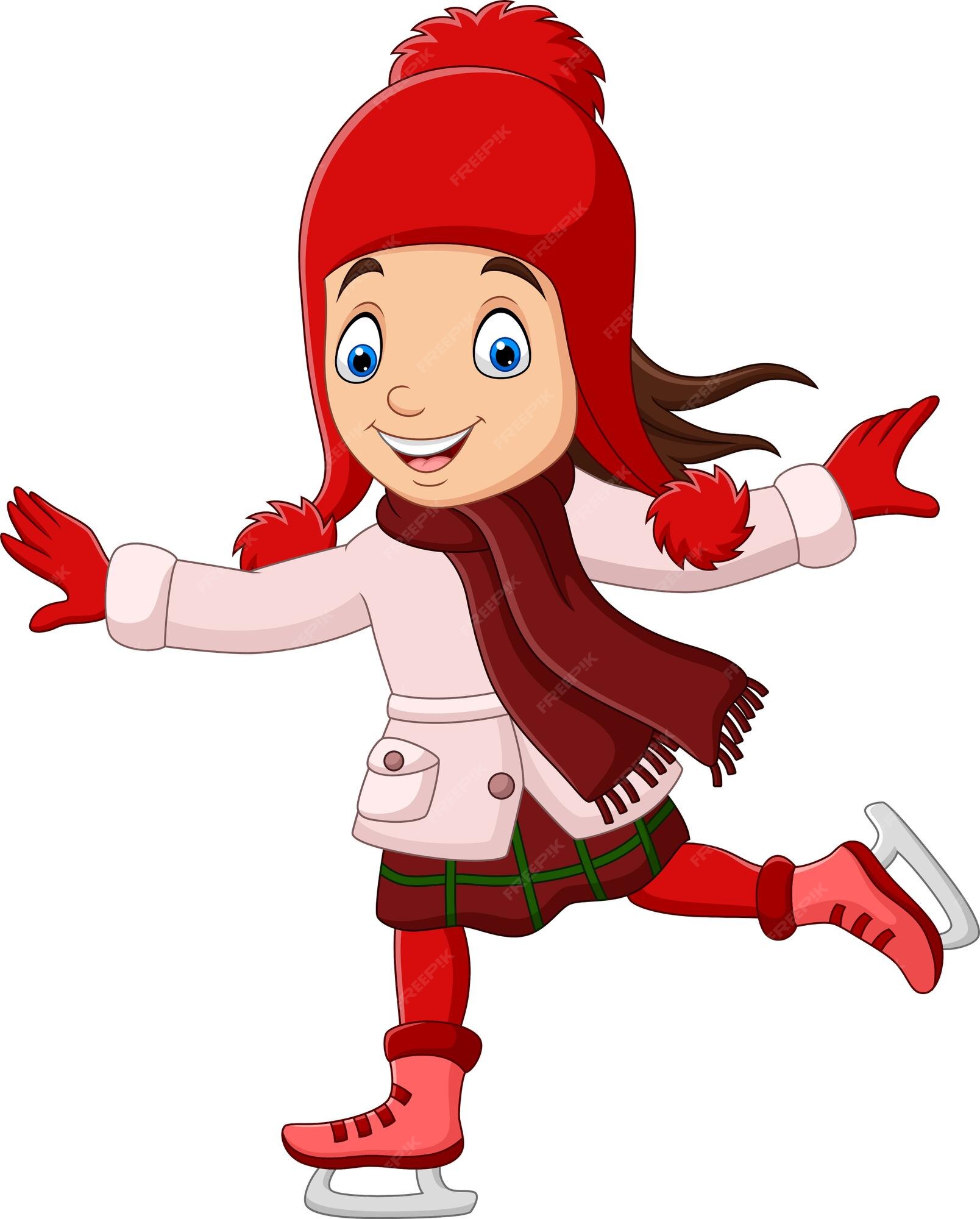Drawing Snow Sports Ice Skating Little Girl Character Illustration PNG  Images