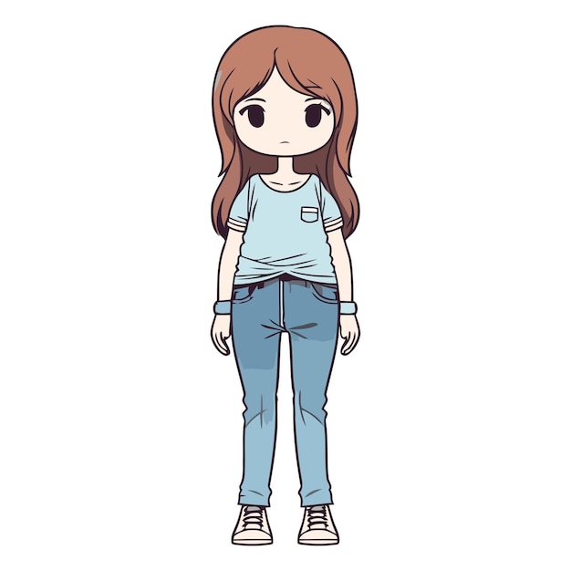 Vector cute little girl with casual clothes vector illustration graphic design vector illustration graphic design