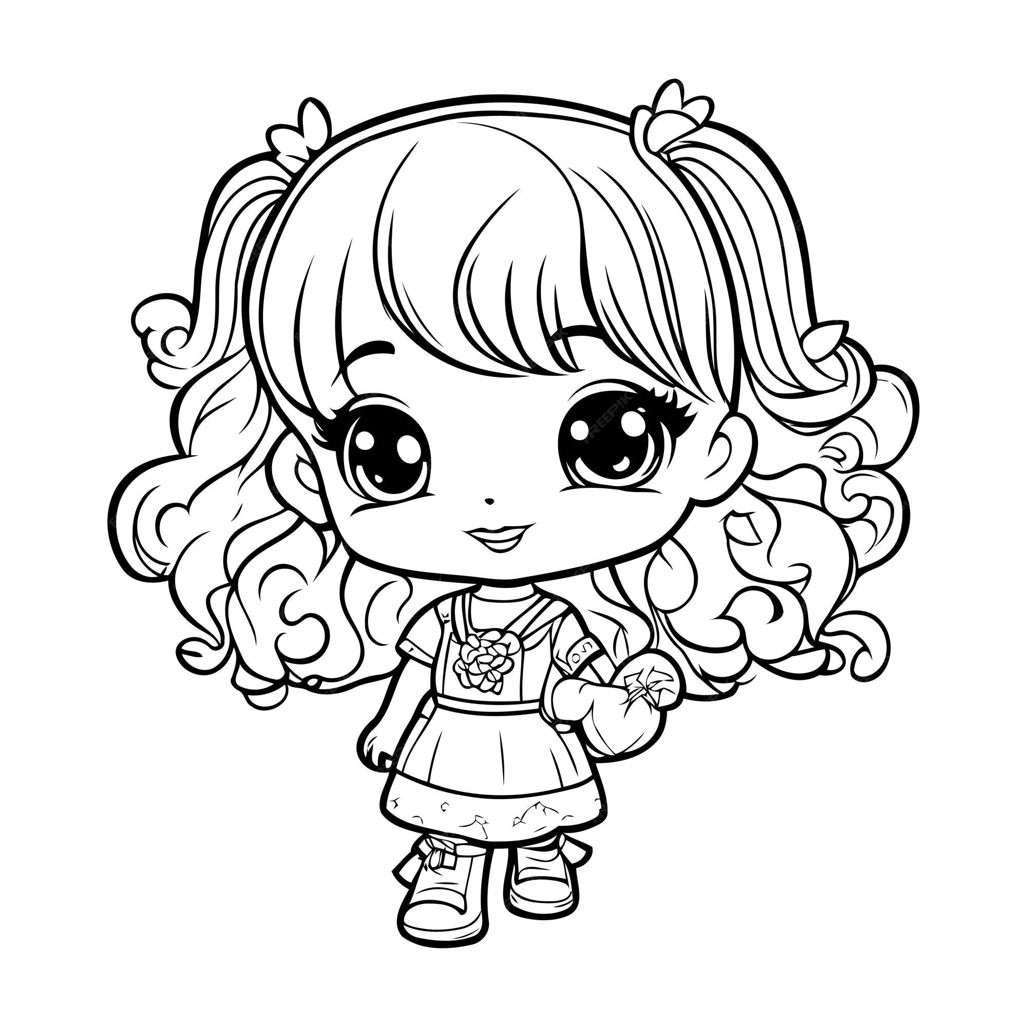 Kid Coloring Book Character Curly Hair Stock Vector (Royalty Free