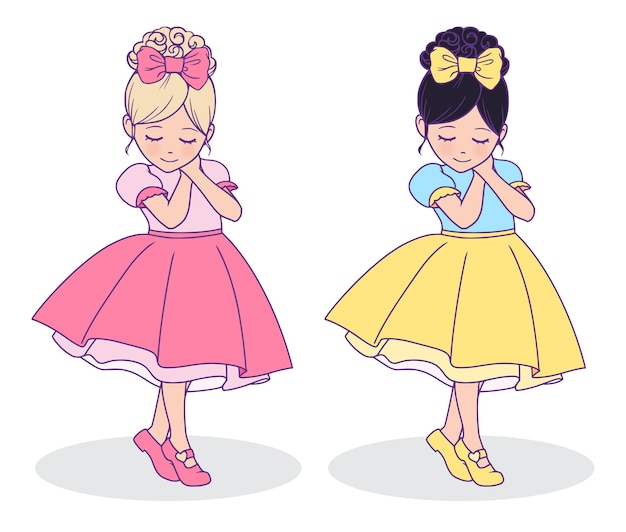 cute little girls illustration