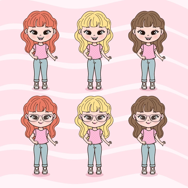 cute little girls illustrations