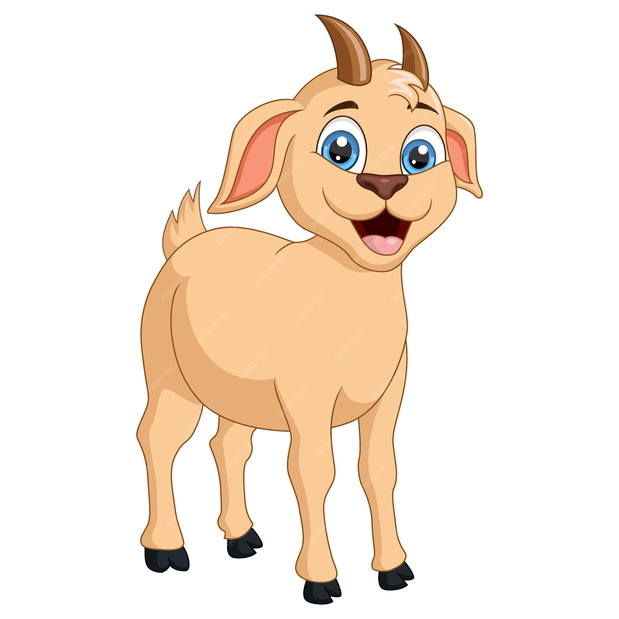 Premium Vector | Cute little goat cartoon posing