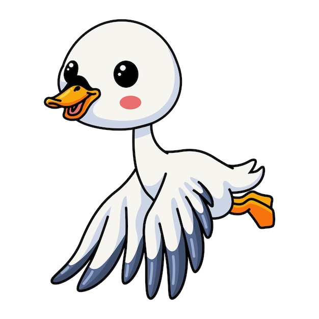 Cute little goose cartoon flying