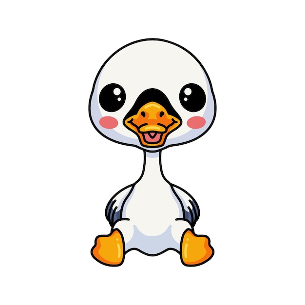 Cute little goose cartoon sitting