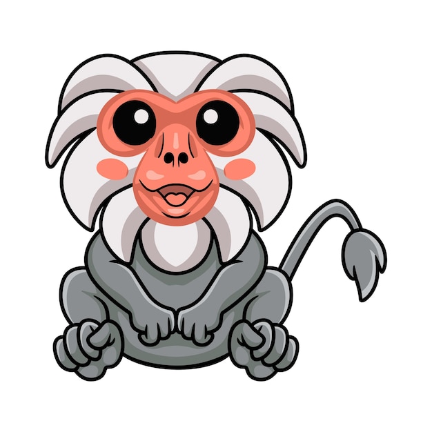 Cute little hamadryad monkey cartoon sitting