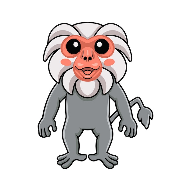 Cute little hamadryad monkey cartoon standing