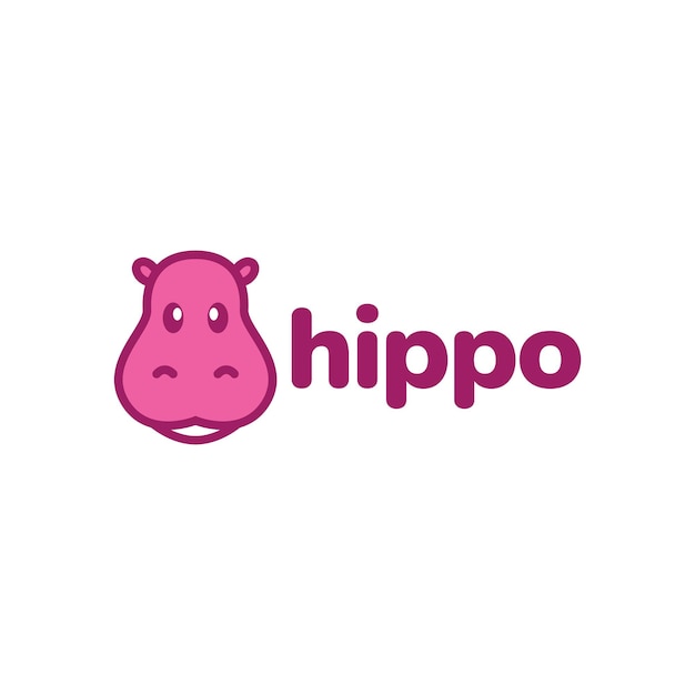 Carino piccolo ippopotamo rosa logo design grafico vettoriale simbolo icona segno illustrazione idea creativa