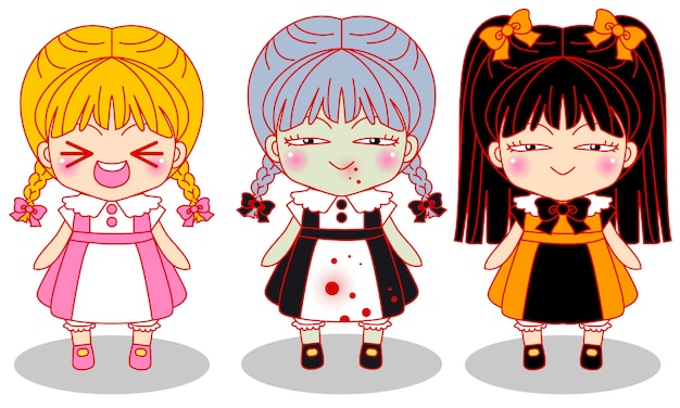 Cute little horror girls