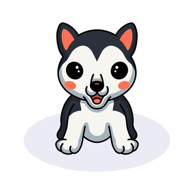 Vector cute little husky dog cartoon