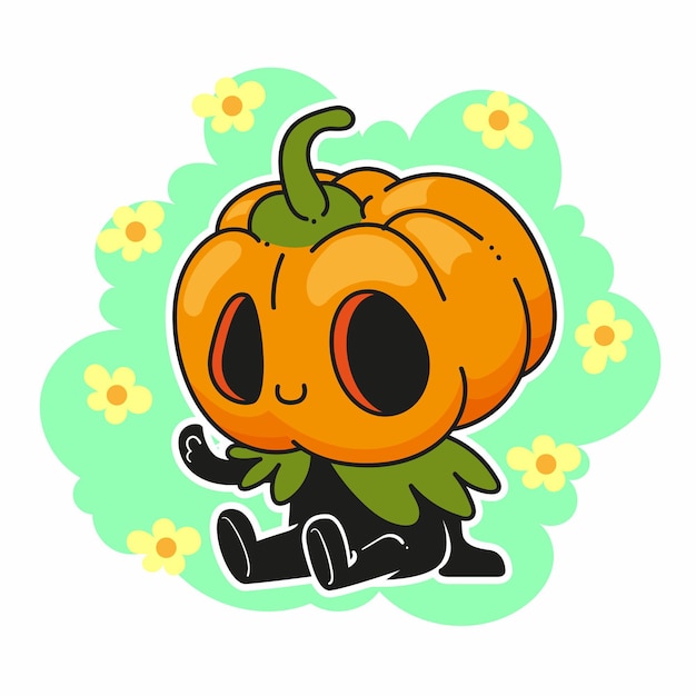 Cute little jack o lantern run pose, halloween jack o lantern