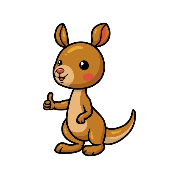 Vector cute little kangaroo cartoon giving thumb up