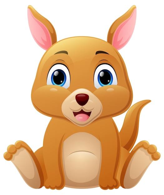 Vector cute little kangaroo cartoon sitting