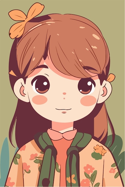 cute little kawaii girl illustration flat colors vector illustration digital art anime isolated