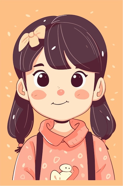 cute little kawaii girl illustration flat colors vector illustration digital art Anime isolated