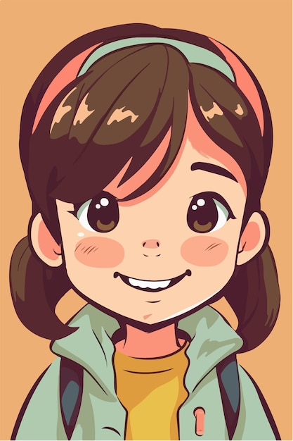 cute little kawaii girl illustration flat colors vector illustration digital art Anime isolated