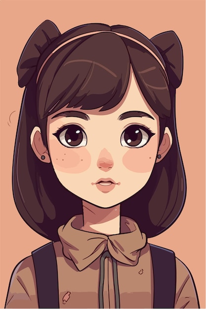 Cute little kawaii girl illustration flat colors vector illustration digital art anime isolated